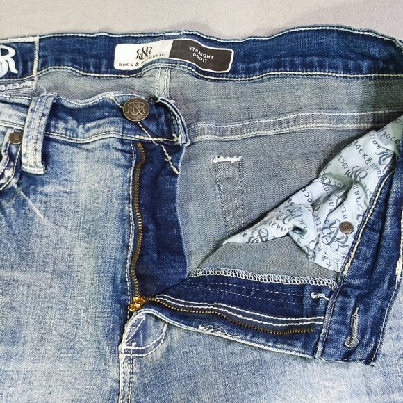 Rock & Republic jeans straight men's size 34X34 acid washed blue - Picture 9 of 15